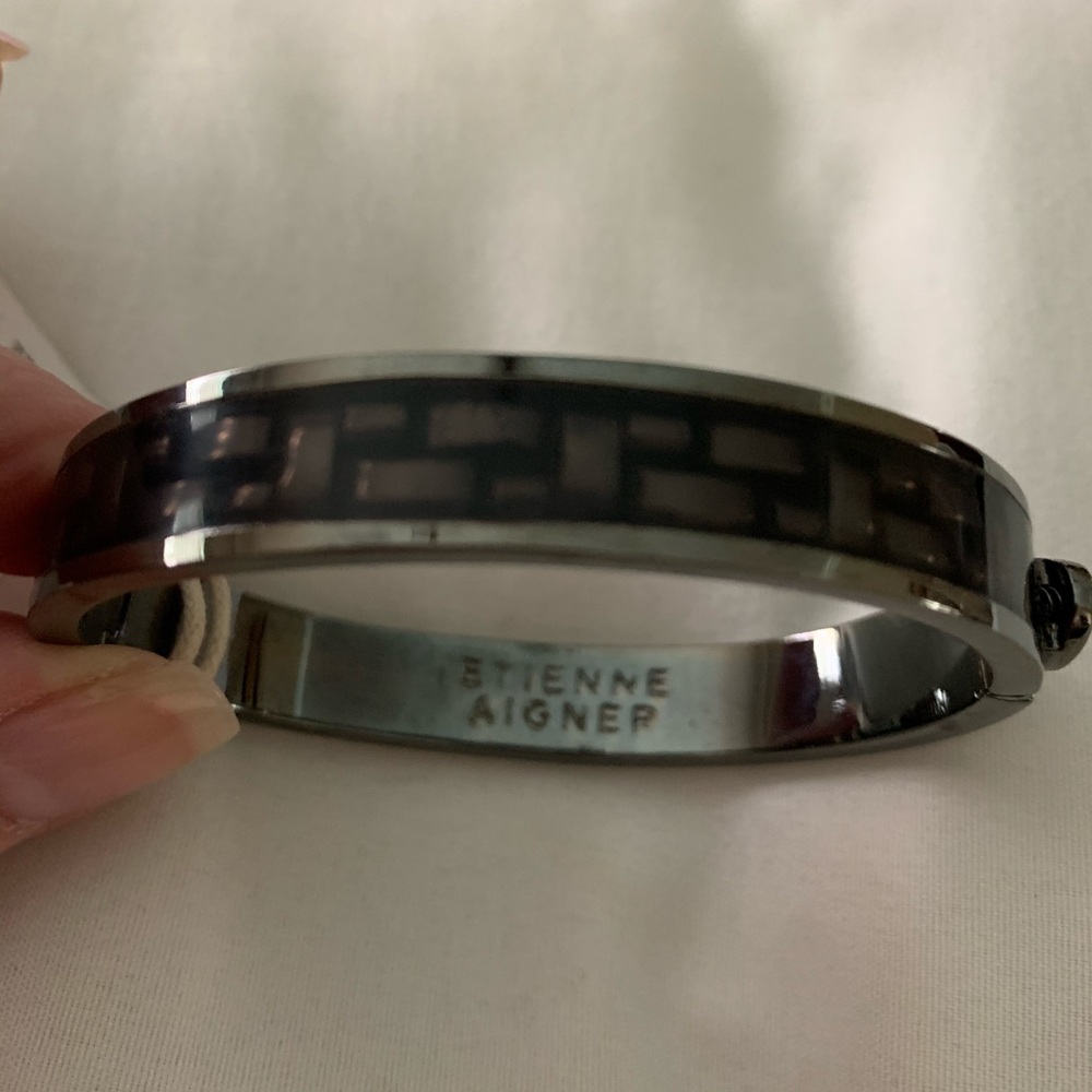 NWT Etienne Aigner bracelet in black and pewter